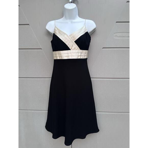 Ann Taylor Black/Ivory Babydoll Cocktail Dress Sz 2P Classic Preppy Timeless - Picture 5 of 11